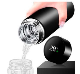 2554Garrafa Térmica LED Com Medidor Temperatura Squeeze Portátil