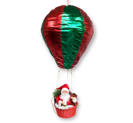 Enfeite Natalino Balão C/ Papai Noel Verde e Vermelho 85cm