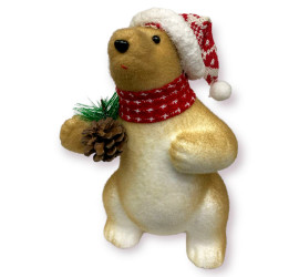 Urso em Pé Decoração de Natal De Isopor C/cachecol