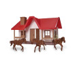 Brinquedo fazendinha casa rancho western com 3 cavalos 